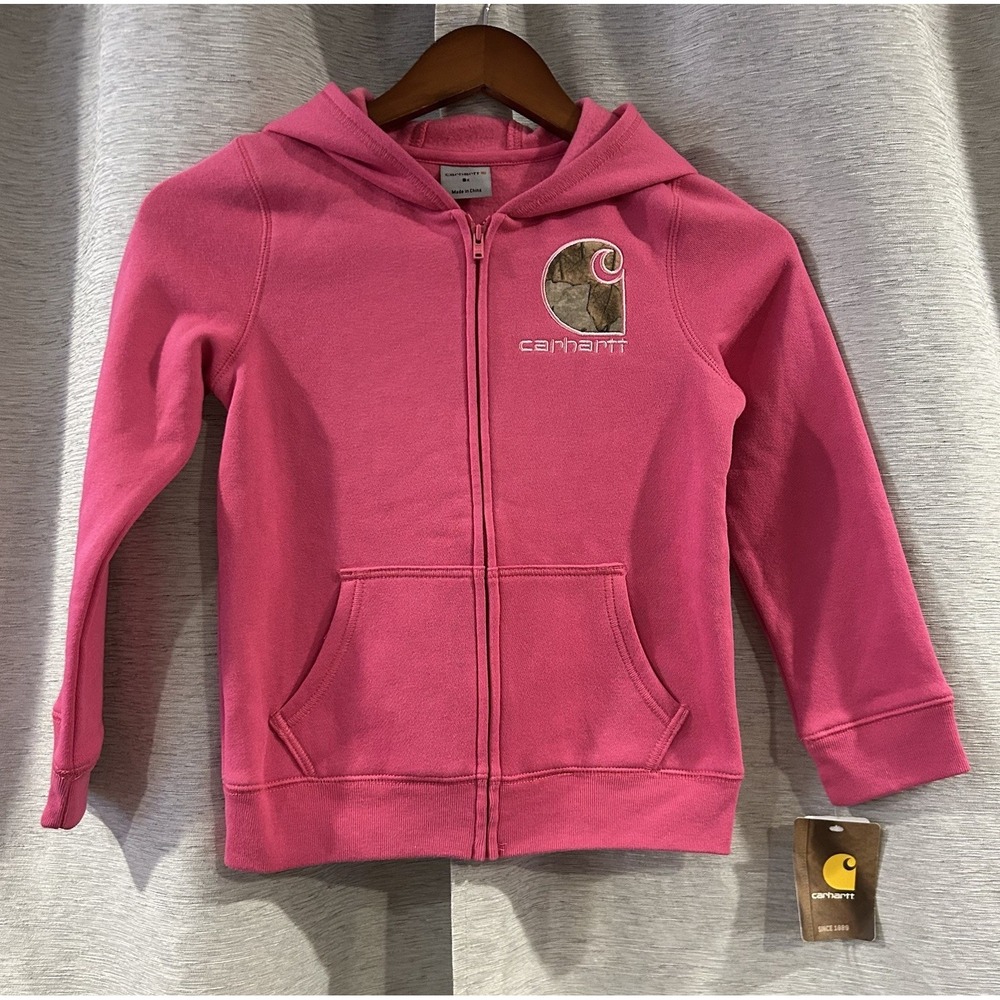 Carhartt Girl's Size 6X Pink Hooded Warm Up Jacket Coat NWT
